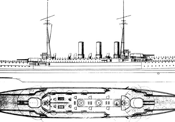 Крейсер HS Georgios Averof 1907 [Armored Cruiser] - Greece - чертежи, габариты, рисунки